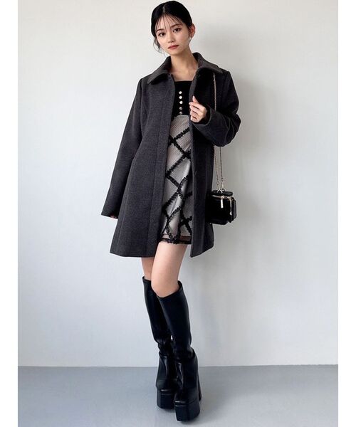 セール】【追加生産分】ドッキングフレアミニニットワンピース