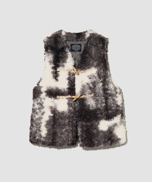 CUBE SUGAR（キューブシュガー）の「CUBE SUGAR/キューブシュガー　カーリーファー トグル釦 ベスト（ベスト・レディース・ブラウン/チャコールグレー・FREE）」の2枚目の写真