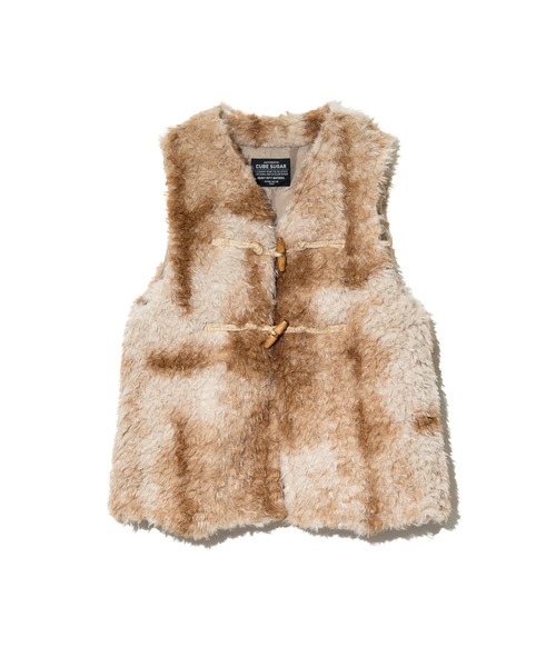 CUBE SUGAR（キューブシュガー）の「CUBE SUGAR/キューブシュガー　カーリーファー トグル釦 ベスト（ベスト・レディース・ブラウン/チャコールグレー・FREE）」の9枚目の写真