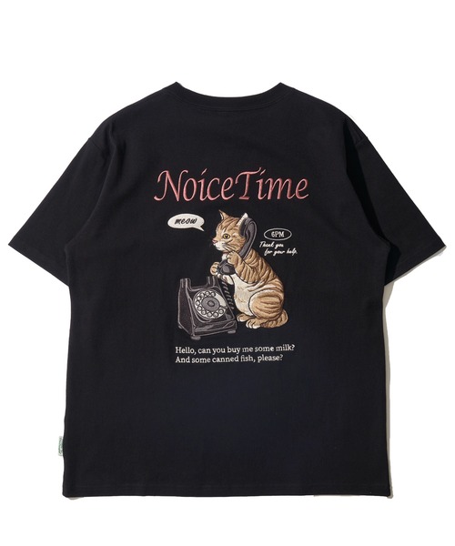 POWER TO THE PEOPLE(パワートゥーザピープル)の「【POWER TO THE PEOPLE】レトロテイスト ネコ刺繍クルーネックTシャツ / アニマル刺繍リンガーTシャツ(Tシャツ/カットソー・レディース・オフホワイト/ホワイト/ブラック/パープル・MEDIUM/X-LARGE/LARGE)」の10枚目の写真
