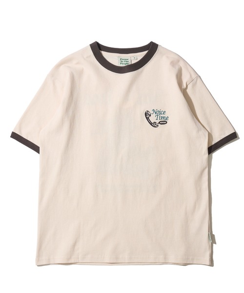 POWER TO THE PEOPLE(パワートゥーザピープル)の「【POWER TO THE PEOPLE】レトロテイスト ネコ刺繍クルーネックTシャツ / アニマル刺繍リンガーTシャツ(Tシャツ/カットソー・レディース・オフホワイト/ホワイト/ブラック/パープル・MEDIUM/X-LARGE/LARGE)」の7枚目の写真