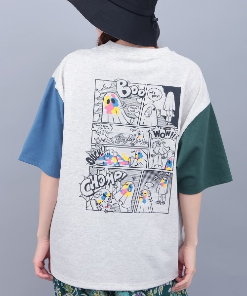 チチカカ（チチカカ）の「ホーリーおばけコミックプリントＴシャツ【ユニセックス】（Tシャツ/カットソー・メンズ・ブラック/カラフル・LARGE/MEDIUM）」の9枚目の写真