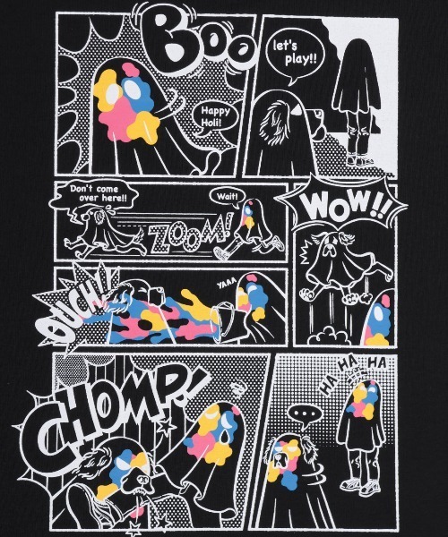 チチカカ（チチカカ）の「ホーリーおばけコミックプリントＴシャツ【ユニセックス】（Tシャツ/カットソー・メンズ・ブラック/カラフル・LARGE/MEDIUM）」の17枚目の写真