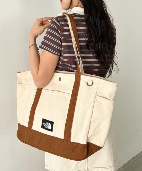 THE NORTH FACE(ザノースフェイス)の「THE NORTH FACE(ザ・ノースフェイス)/ALL-DAY TOTE L_PLUS/TNF A4 PC収納 ビッグサイズ トートバッグ 横型トート コットン素材 マザーズバッグ 通勤 通学(トートバッグ・レディース・カーキ/ブラック/キャメル・FREE)」の3枚目の写真