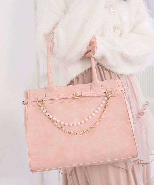 MAJESTIC LEGON(マジェスティックレゴン)の「パールチェーン2WAYトートバッグ(トートバッグ・レディース・ブラック/ベージュ/ピンク・FREE)」の16枚目の写真