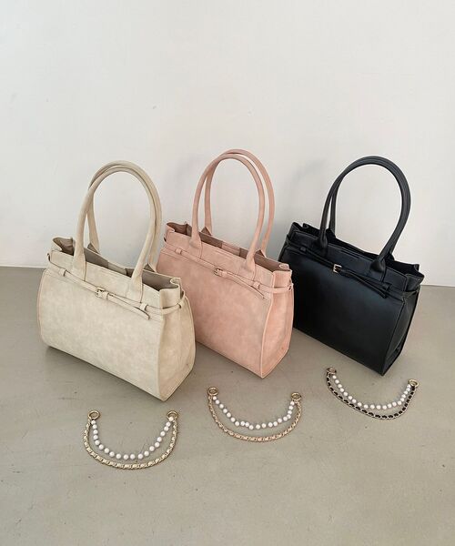 MAJESTIC LEGON(マジェスティックレゴン)の「パールチェーン2WAYトートバッグ(トートバッグ・レディース・ブラック/ベージュ/ピンク・FREE)」の20枚目の写真
