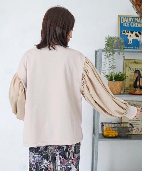 iS ScoLar（イズスカラー）の「553279：アフタヌーンティーパーティー柄プルオーバー（Tシャツ/カットソー・レディース・ブルー/ブラック/アイボリー・M）」の14枚目の写真