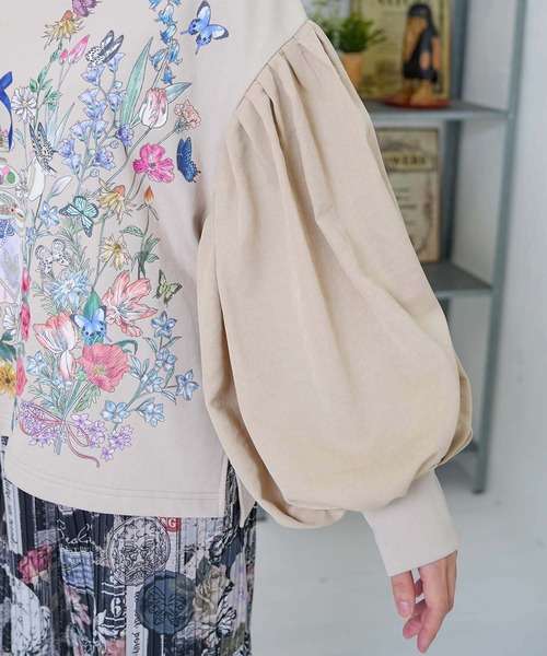 iS ScoLar（イズスカラー）の「553279：アフタヌーンティーパーティー柄プルオーバー（Tシャツ/カットソー・レディース・ブルー/ブラック/アイボリー・M）」の15枚目の写真