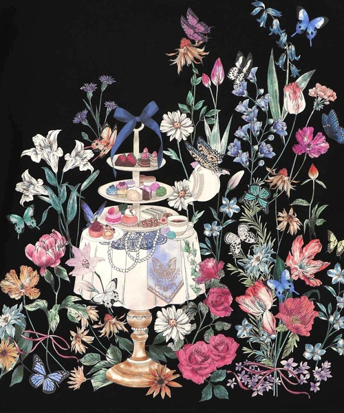 iS ScoLar（イズスカラー）の「553279：アフタヌーンティーパーティー柄プルオーバー（Tシャツ/カットソー・レディース・ブルー/ブラック/アイボリー・M）」の18枚目の写真