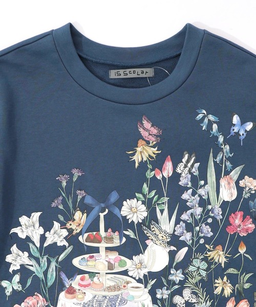 iS ScoLar（イズスカラー）の「553279：アフタヌーンティーパーティー柄プルオーバー（Tシャツ/カットソー・レディース・ブルー/ブラック/アイボリー・M）」の20枚目の写真