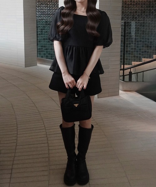 junoah(ジュノア)の「オーガンジーバックリボンペプラムブラウス(シャツ/ブラウス・レディース・ホワイト/ブラック・LARGE/MEDIUM/SMALL)」の8枚目の写真