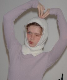 SALON DE YOHN（サロンドヨーン）の「Logo Rivet Balaclava_ Ivory（ニットキャップ/ビーニー）」