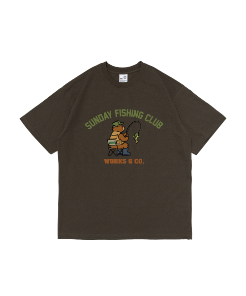 WORKS & CO.(ワークス アンド コー)の「フィシングクラブアンドベアーズ 半袖Tシャツ (カーキ)(Tシャツ/カットソー・レディース・その他・M/L/2XL/XL)」の1枚目の写真
