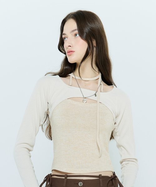 LARTIGENT(ラーティゼン)の「L6 CUTOUT RAGLAN TOP(CREAM)(Tシャツ/カットソー・レディース・その他・FREE)」の1枚目の写真