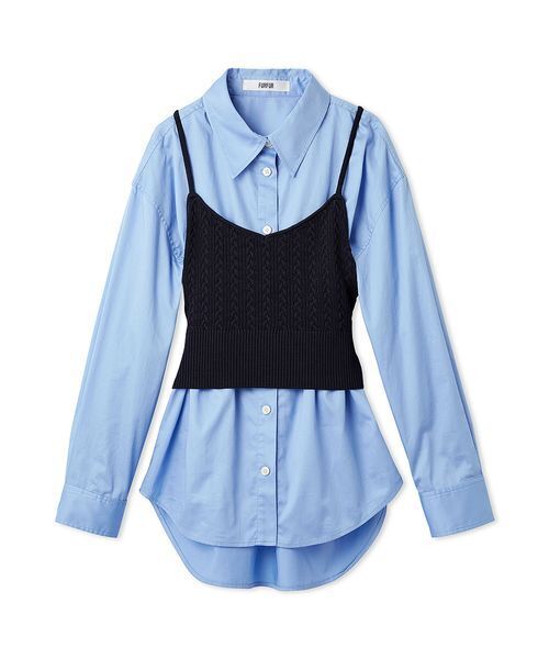 FURFUR（ファーファー）の「ニットビスチェレイヤードシャツ（シャツ/ブラウス・レディース・サックスブルー/ピンク/チェック・F）」の2枚目の写真