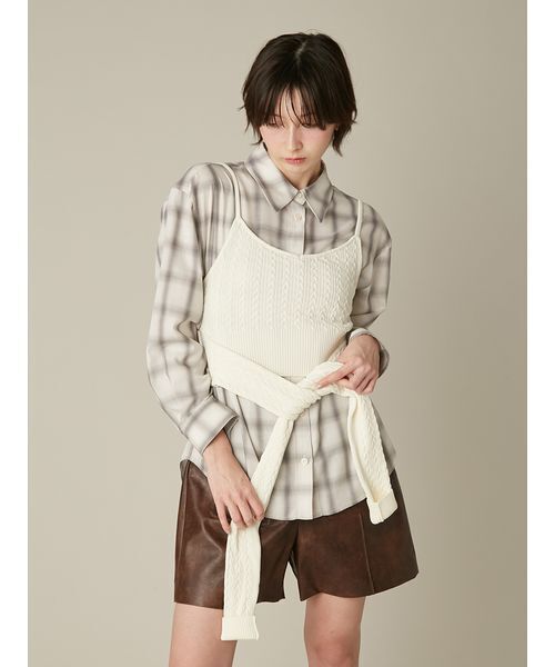 FURFUR（ファーファー）の「ニットビスチェレイヤードシャツ（シャツ/ブラウス・レディース・サックスブルー/ピンク/チェック・F）」の9枚目の写真