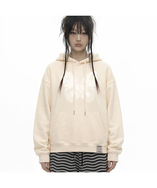 GRAVER（グレーバー）の「[ユニセックス]NAVI フードパーカー_3カラー（パーカー・レディース・スカイブルー/Cream/ブラック・SMALL/MEDIUM/LARGE）」の3枚目の写真