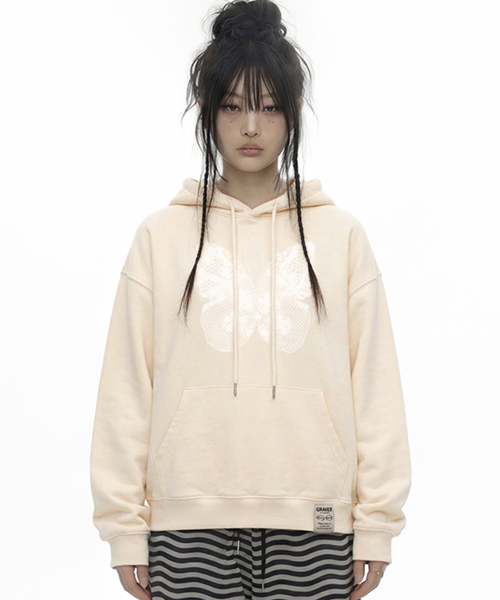 GRAVER（グレーバー）の「[ユニセックス]NAVI フードパーカー_3カラー（パーカー・レディース・スカイブルー/Cream/ブラック・SMALL/MEDIUM/LARGE）」の7枚目の写真