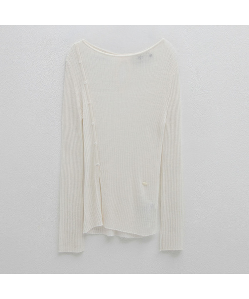 ATELIER NAIN(アトリエナイン)の「WOOL SHEER SET-UP KNIT(T-7017)(ニット/セーター・レディース・アイボリー/ライトピンク・FREE)」の1枚目の写真