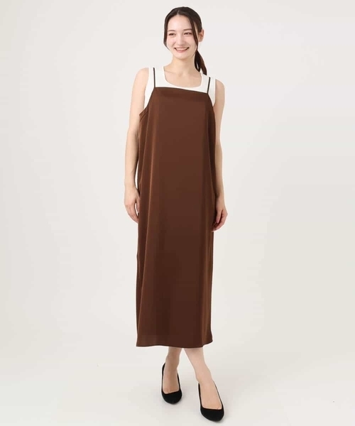 MK MICHEL KLEIN（エムケーミッシェルクラン）の「[洗える]サテンキャミワンピース（ワンピース・レディース・ブラウン/ベージュ・38）」の15枚目の写真