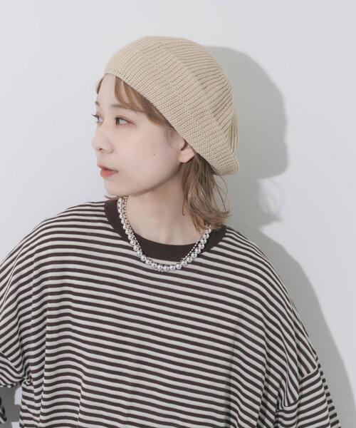 SMELLY（スメリー）の「リブニットベレー（ハンチング/ベレー帽・レディース・チャコールグレー/ベージュ・-）」の4枚目の写真