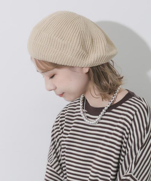 SMELLY（スメリー）の「リブニットベレー（ハンチング/ベレー帽・レディース・チャコールグレー/ベージュ・-）」の5枚目の写真