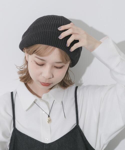 SMELLY（スメリー）の「リブニットベレー（ハンチング/ベレー帽・レディース・チャコールグレー/ベージュ・-）」の13枚目の写真