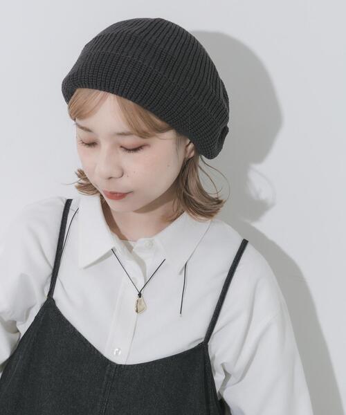 SMELLY（スメリー）の「リブニットベレー（ハンチング/ベレー帽・レディース・チャコールグレー/ベージュ・-）」の14枚目の写真