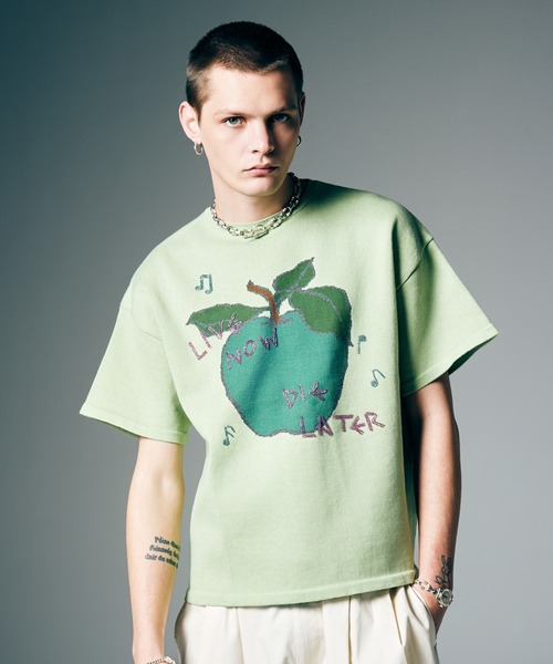 glamb（グラム）の「Beads Apple Knit / ビーズアップルニット（ニット/セーター・メンズ・ブルー/ブラック/グリーン・S/M/L）」の3枚目の写真
