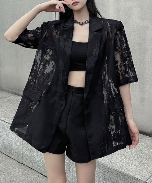 Diosfront(ディオスフロント)の「シアージャガードテーラージャケット(テーラードジャケット・レディース・ホワイト/ブラック・FREE)」の11枚目の写真