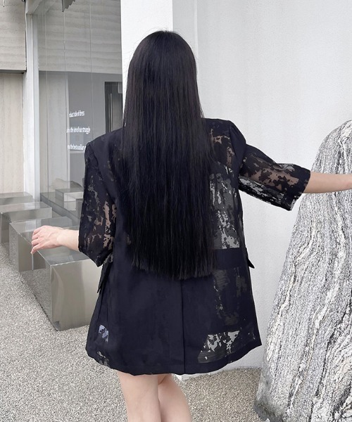 Diosfront(ディオスフロント)の「シアージャガードテーラージャケット(テーラードジャケット・レディース・ホワイト/ブラック・FREE)」の16枚目の写真