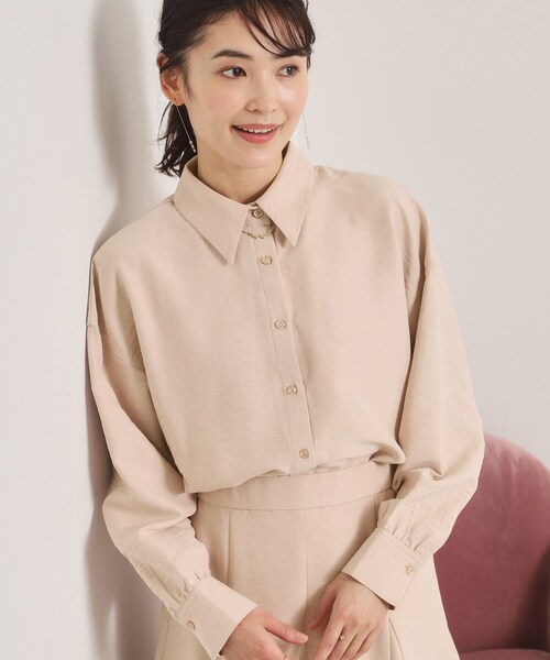 ITS'DEMO（イッツデモ）の「【手洗い可／セットアップ可】サテンピーチシャツ（シャツ/ブラウス・レディース・ピンク/アイボリー/サックスブルー・00）」の3枚目の写真