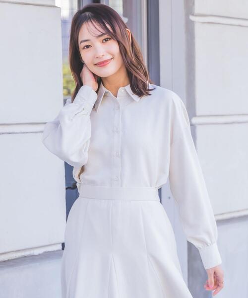 ITS'DEMO（イッツデモ）の「【手洗い可／セットアップ可】サテンピーチシャツ（シャツ/ブラウス・レディース・ピンク/アイボリー/サックスブルー・00）」の4枚目の写真