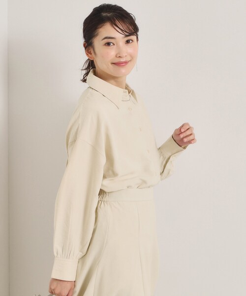 ITS'DEMO（イッツデモ）の「【手洗い可／セットアップ可】サテンピーチシャツ（シャツ/ブラウス・レディース・ピンク/アイボリー/サックスブルー・00）」の7枚目の写真