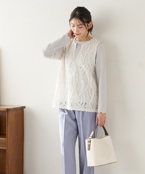 Honeys（ハニーズ）の「レースベスト（ベスト・レディース・アイボリー/ブラック・L/LL/M/S）」の4枚目の写真