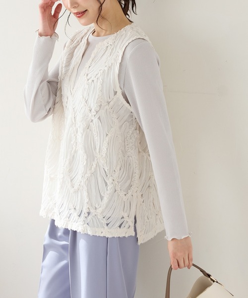 Honeys（ハニーズ）の「レースベスト（ベスト・レディース・アイボリー/ブラック・L/LL/M/S）」の5枚目の写真