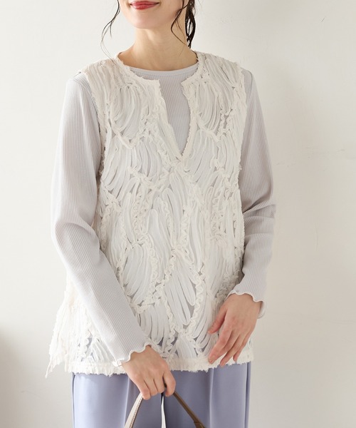 Honeys（ハニーズ）の「レースベスト（ベスト・レディース・アイボリー/ブラック・L/LL/M/S）」の6枚目の写真