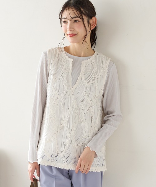 Honeys（ハニーズ）の「レースベスト（ベスト・レディース・アイボリー/ブラック・L/LL/M/S）」の7枚目の写真