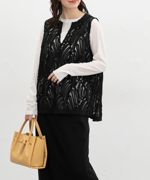 Honeys（ハニーズ）の「レースベスト（ベスト・レディース・アイボリー/ブラック・L/LL/M/S）」の9枚目の写真