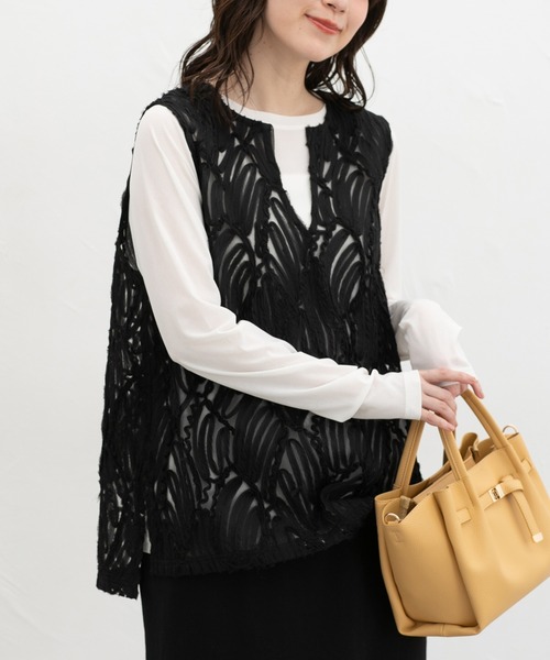 Honeys（ハニーズ）の「レースベスト（ベスト・レディース・アイボリー/ブラック・L/LL/M/S）」の10枚目の写真