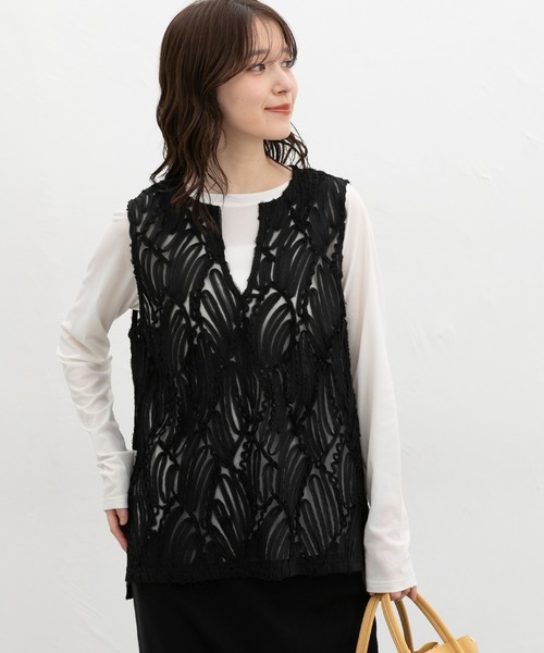 Honeys（ハニーズ）の「レースベスト（ベスト・レディース・アイボリー/ブラック・L/LL/M/S）」の11枚目の写真