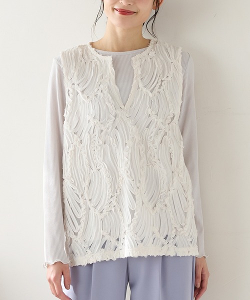 Honeys（ハニーズ）の「レースベスト（ベスト・レディース・アイボリー/ブラック・L/LL/M/S）」の16枚目の写真