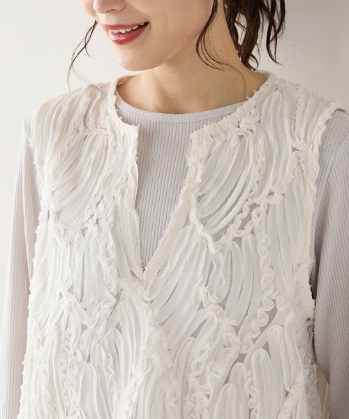 Honeys（ハニーズ）の「レースベスト（ベスト・レディース・アイボリー/ブラック・L/LL/M/S）」の19枚目の写真