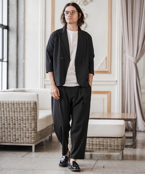 CAMBIO(カンビオ)の「mp14687-Classic Pinstripe Two Tuck Belted Pants タックベルトパンツ(S67926cmb)(スラックス・メンズ・ブラック/グレー/グレイッシュベージュ/チャコール・L/M/S)」の8枚目の写真