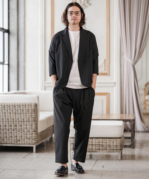 CAMBIO(カンビオ)の「mp14687-Classic Pinstripe Two Tuck Belted Pants タックベルトパンツ(S67926cmb)(スラックス・メンズ・ブラック/グレー/グレイッシュベージュ/チャコール・L/M/S)」の9枚目の写真