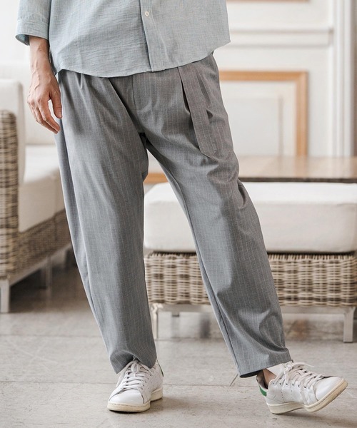 CAMBIO(カンビオ)の「mp14687-Classic Pinstripe Two Tuck Belted Pants タックベルトパンツ(S67926cmb)(スラックス・メンズ・ブラック/グレー/グレイッシュベージュ/チャコール・L/M/S)」の10枚目の写真