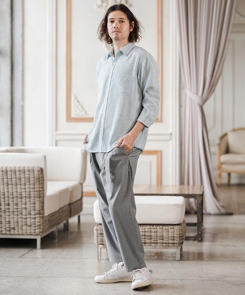 CAMBIO(カンビオ)の「mp14687-Classic Pinstripe Two Tuck Belted Pants タックベルトパンツ(S67926cmb)(スラックス・メンズ・ブラック/グレー/グレイッシュベージュ/チャコール・L/M/S)」の12枚目の写真