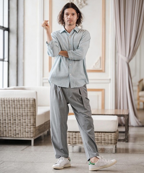 CAMBIO(カンビオ)の「mp14687-Classic Pinstripe Two Tuck Belted Pants タックベルトパンツ(S67926cmb)(スラックス・メンズ・ブラック/グレー/グレイッシュベージュ/チャコール・L/M/S)」の13枚目の写真