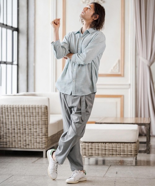 CAMBIO(カンビオ)の「mp14687-Classic Pinstripe Two Tuck Belted Pants タックベルトパンツ(S67926cmb)(スラックス・メンズ・ブラック/グレー/グレイッシュベージュ/チャコール・L/M/S)」の14枚目の写真