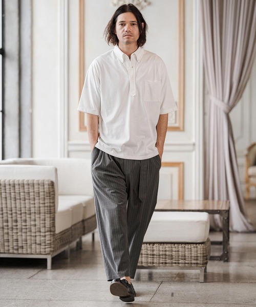 CAMBIO(カンビオ)の「mp14687-Classic Pinstripe Two Tuck Belted Pants タックベルトパンツ(S67926cmb)(スラックス・メンズ・ブラック/グレー/グレイッシュベージュ/チャコール・L/M/S)」の19枚目の写真
